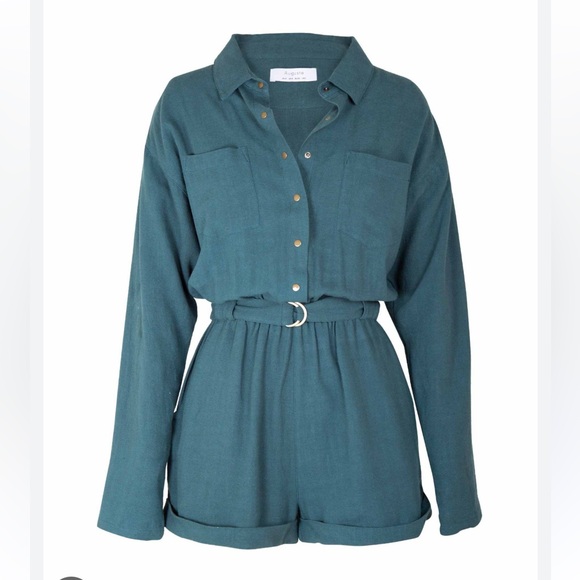 Auguste The Lable Medium Canyon Boyfriend Romper Rust Red Brown sezane - Picture 1 of 11